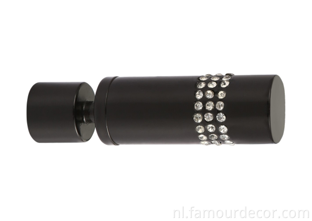 Black Aluminium Curtain Rod Set with Diamonds